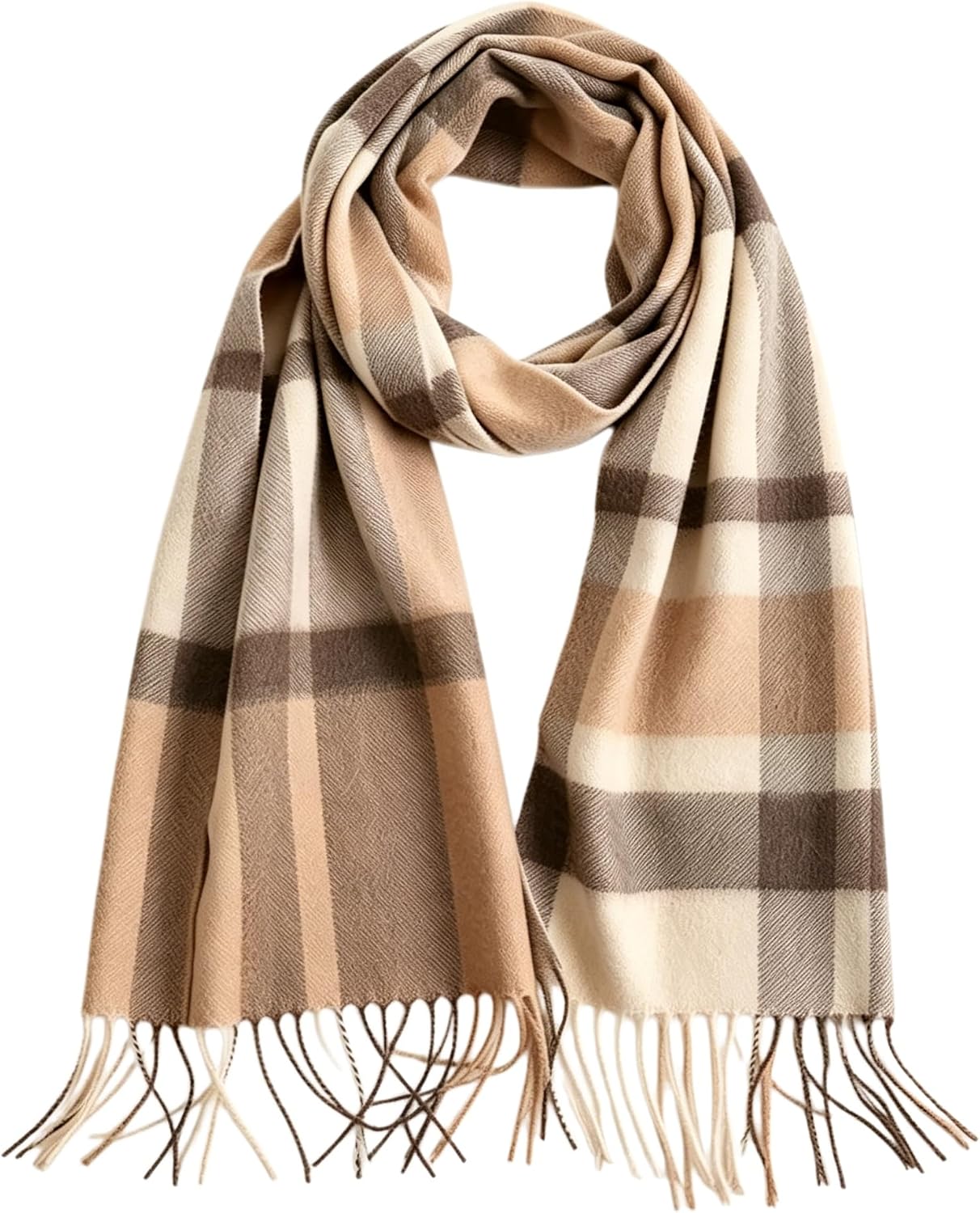 Wool Scarf for Men and Women, Merino Wool Plaid Winter Scarf, Thick Soft Tartan Knitted Neckwear for Cold Weather