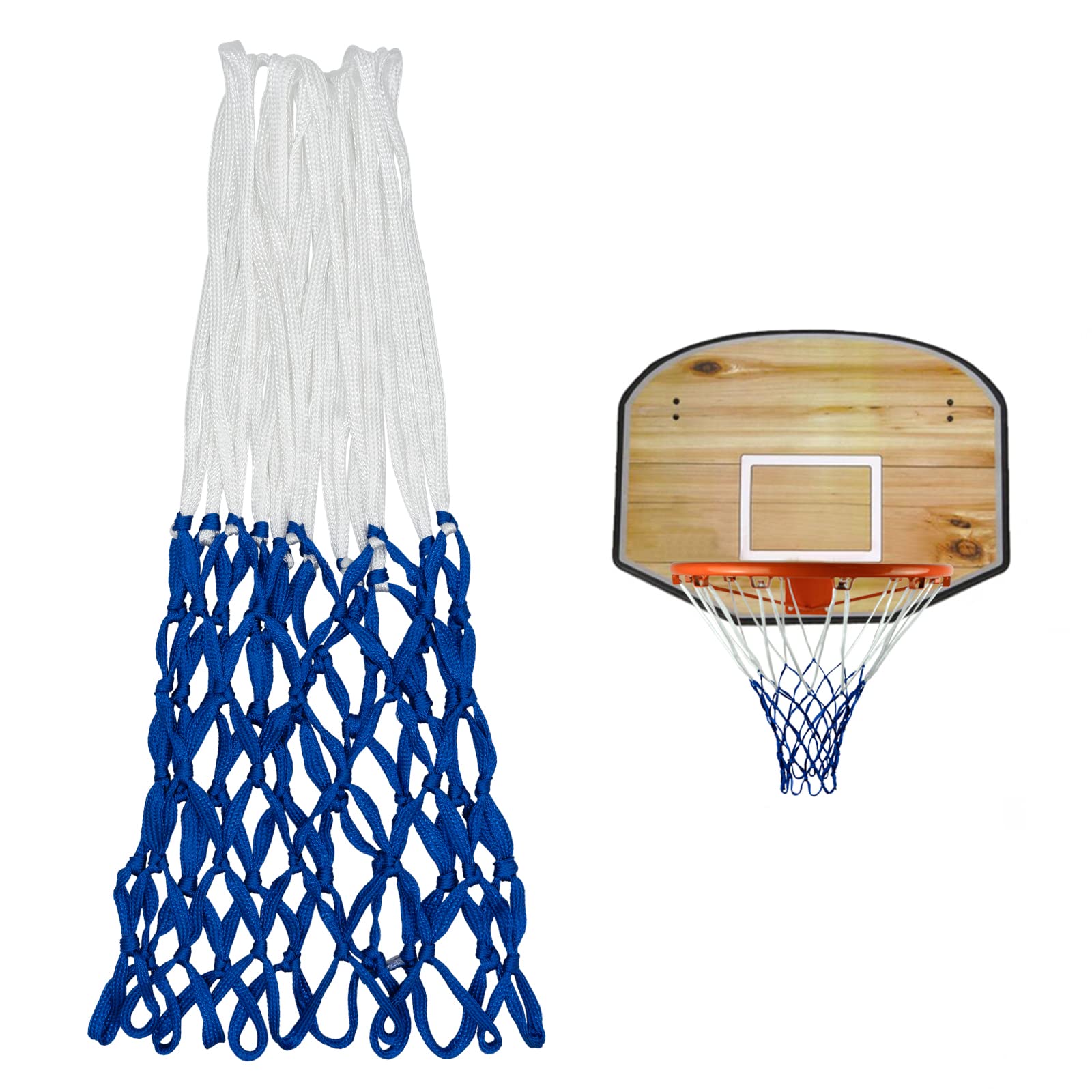 Sanung Basketballnetz, verschleißfestes Polyester-Basketballnetz, Ersatz für den Heimgebrauch, passend für Basketballkorb in Standardgröße, leichtes 12 Schlaufen, einfach einzurichten, 2er-Set