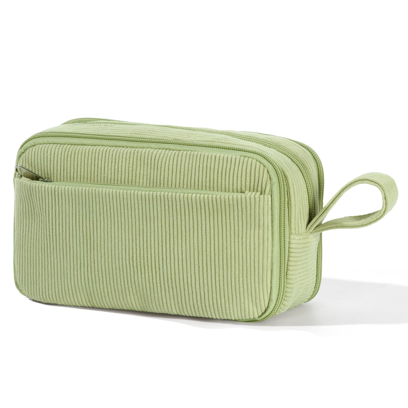 BuyCard Large Capacity Corduroy Pencil Case, Sage Green Vintage Stationery Pouch, Soft Zipper Pen Organiser for School, Office Desk Storage, Retro Aesthetic Gift for Teen Girls