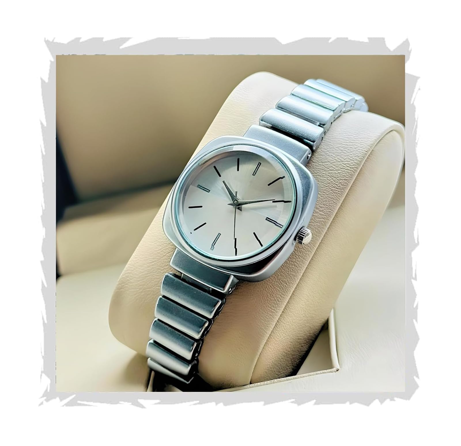 STYLEDOSE watchs Unique Design Elements (Round face in Square Frame, 5 Color Eddy dials & Belt) Steel Chain Strap Stylish Girls Ladies Fashion Wrist Watches Analog Watch for Women (Silver) (B0D77TYYHB) Amazon Price History, Amazon Price Tracker