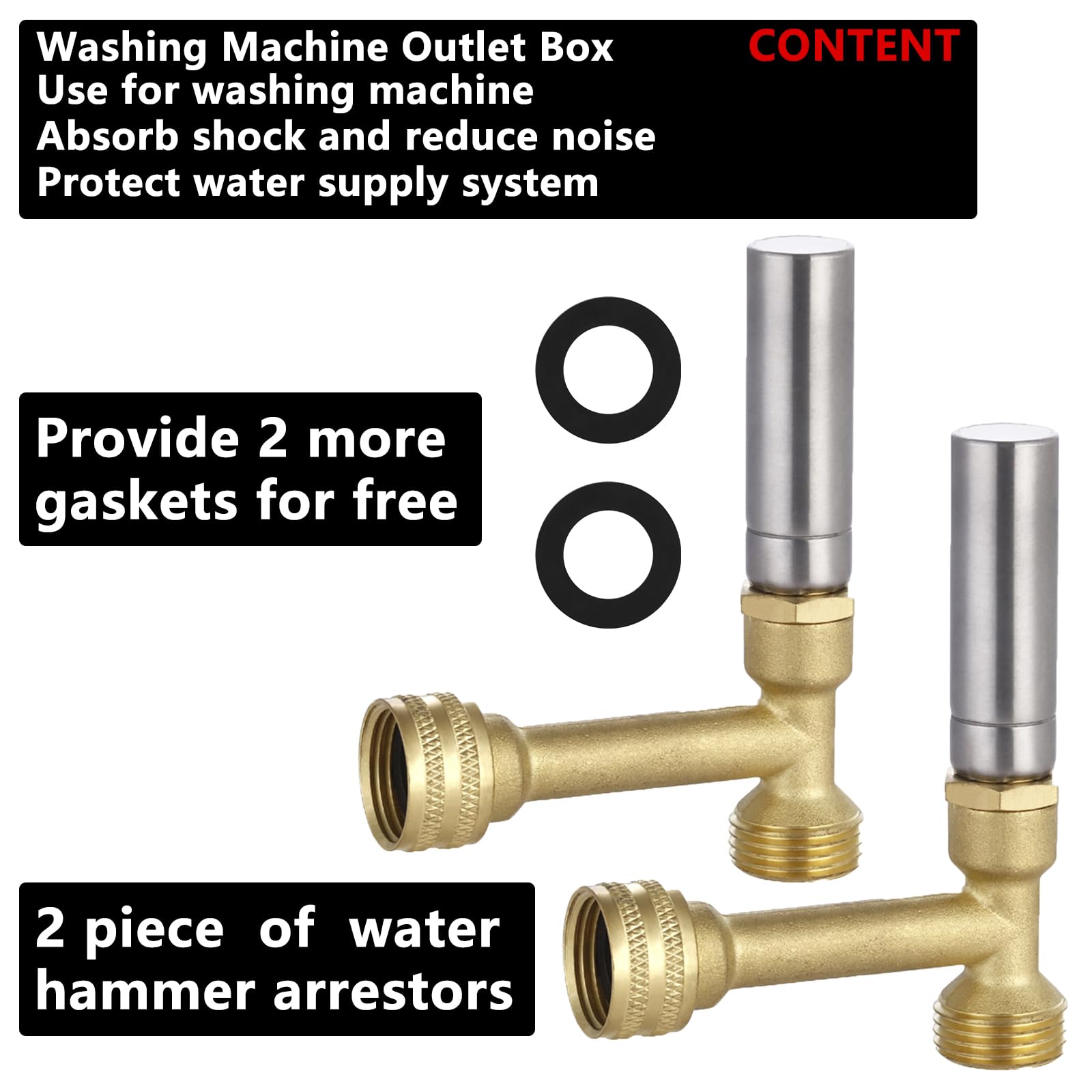 Lidertik Washing Machine Outlet Box With Hammer Arrestors - Reduce Noise & Vibration