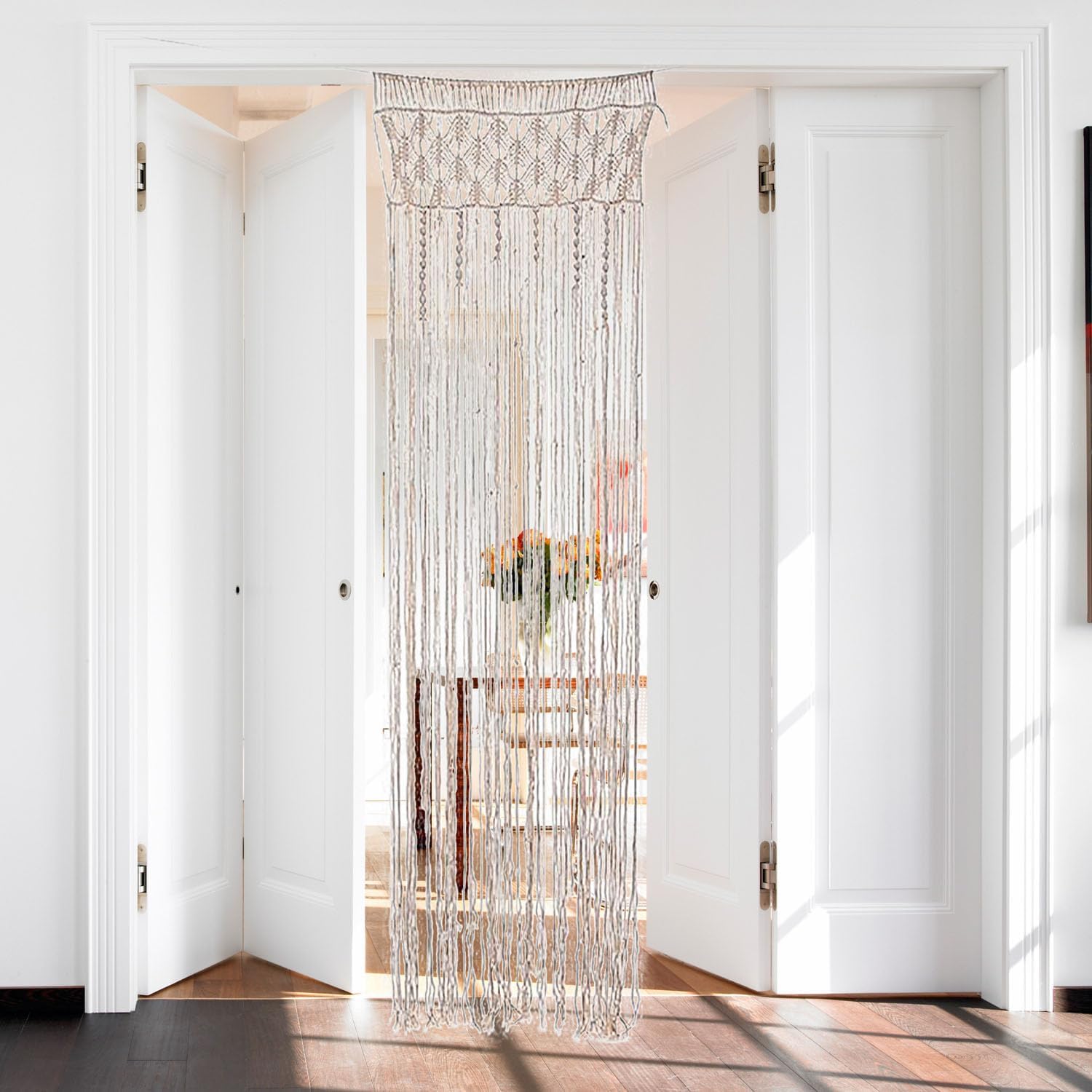 ANBOO Arazzo in macramè da appendere alla parete, decorazione in stile bohémien, realizzato a mano, tenda per porte e finestre, sfondo per matrimoni, 203 cm (lunghezza) x 74 cm (larghezza)