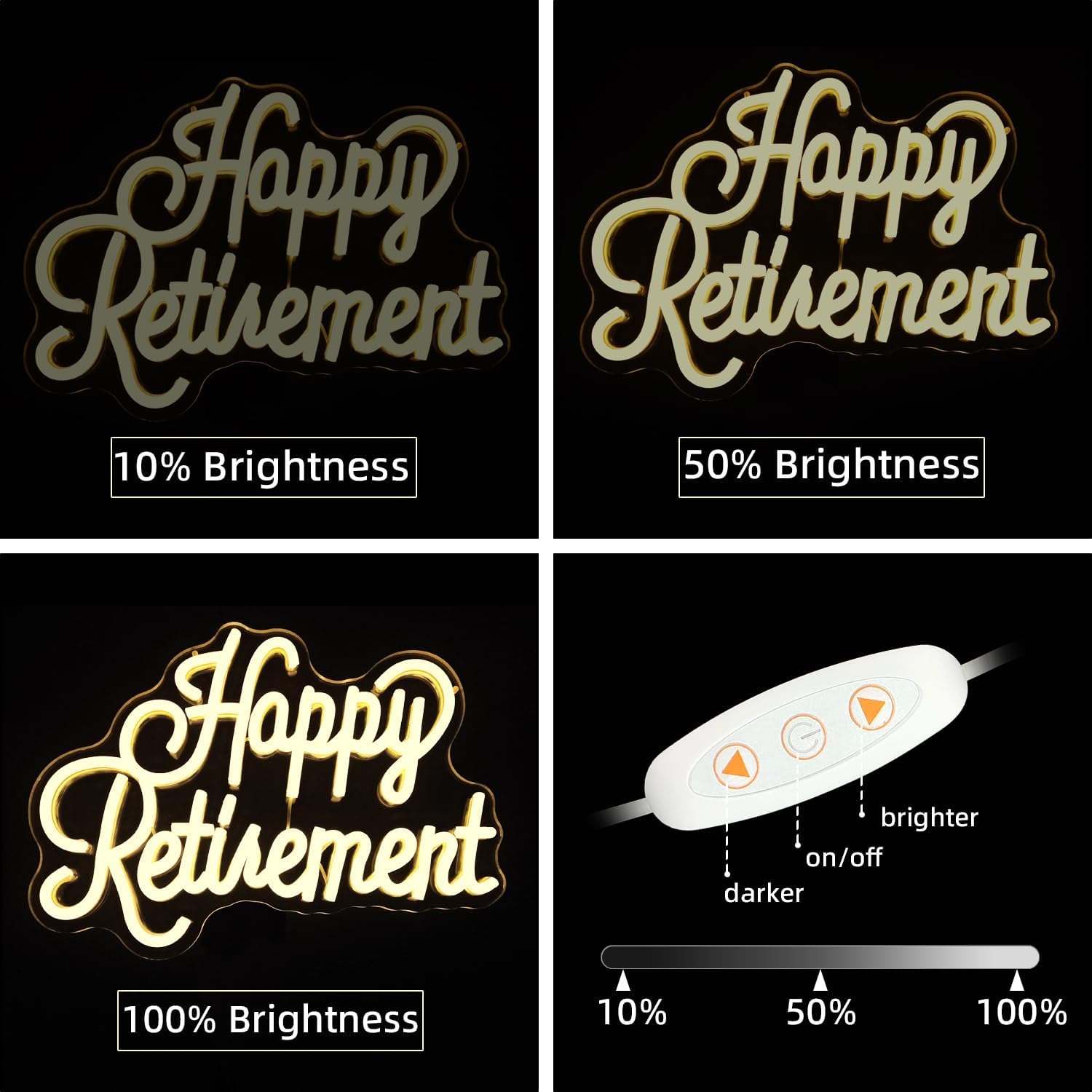Happy Retirement Neon Sign Dimmable Led Signs USB Neon Light Sign Neon Lights for Wall Decor Happy Retirement Party Decorations(9.4 * 12.7in)