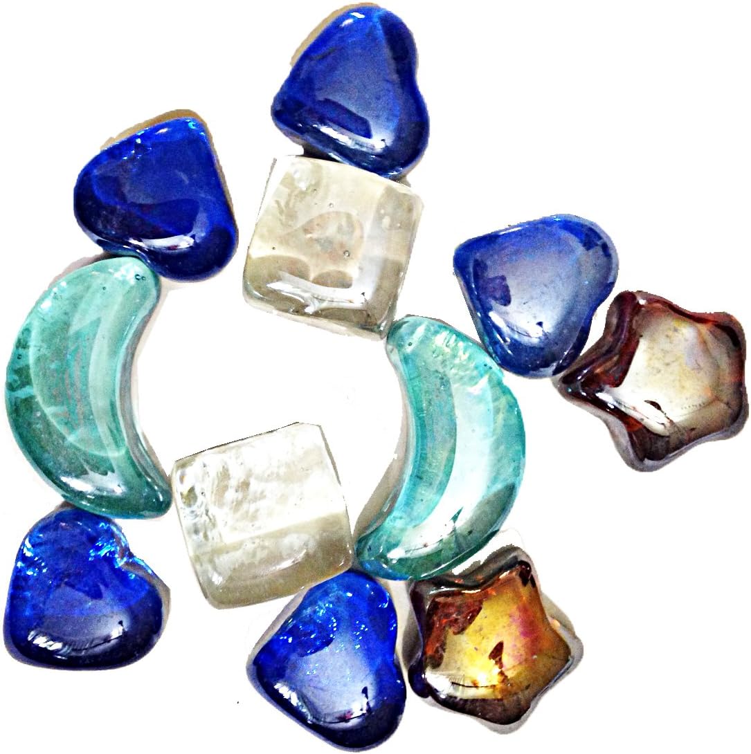 Decorative Heart Moon Stars Shaped Glass Colored Stones Gemstones
