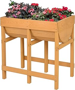 GOPLUS Blumenbeet mit 2 Blumentrögen, Hochbeet mit Liner
