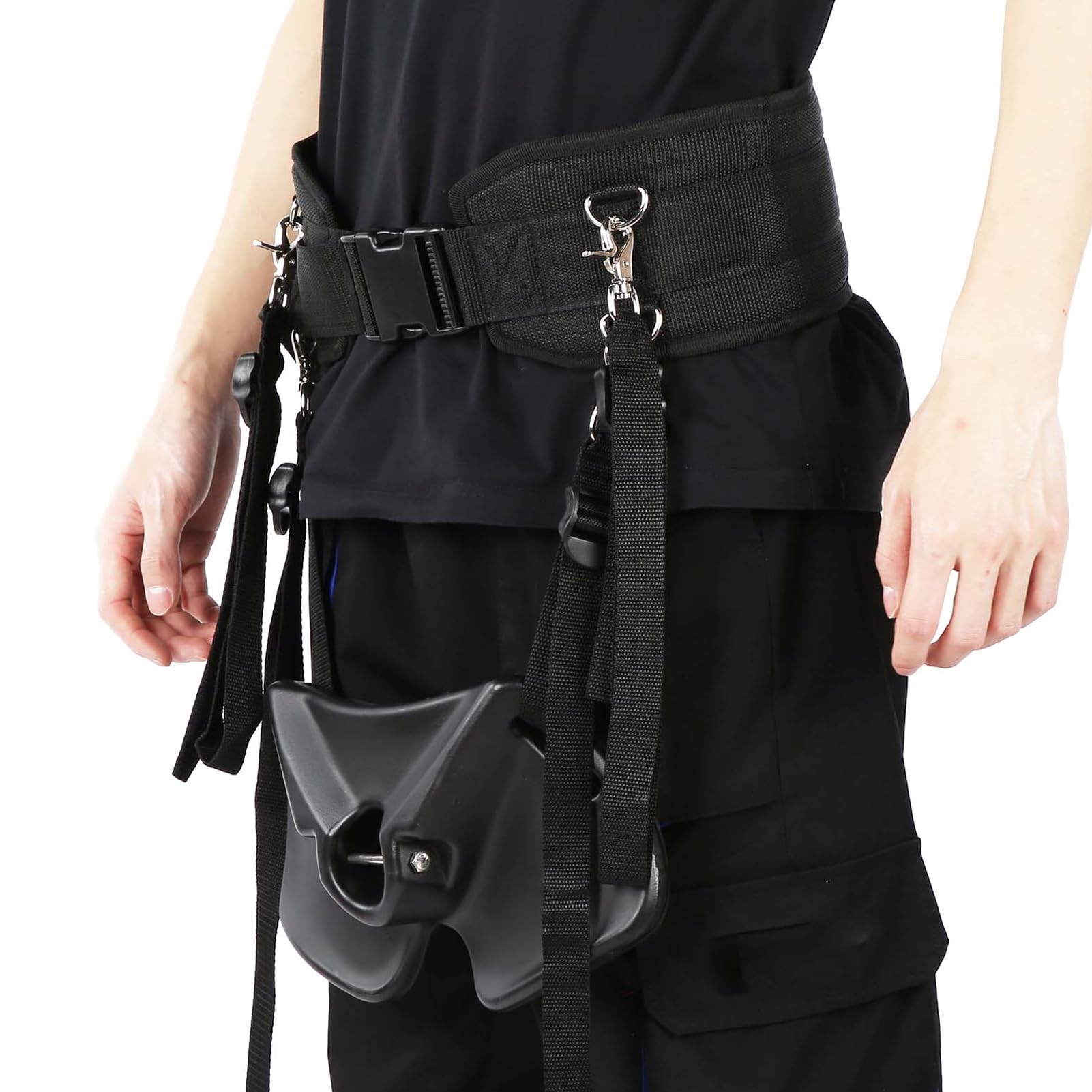 Agatige Ceinture de Combat pour Canne à pêche, Harnais d'épaule Ceinture pêche Support de Canne à pêche réglable Ceinture de Taille Ceinture de Fixation de Canne à pêche Baudrier de Peche (Noir)