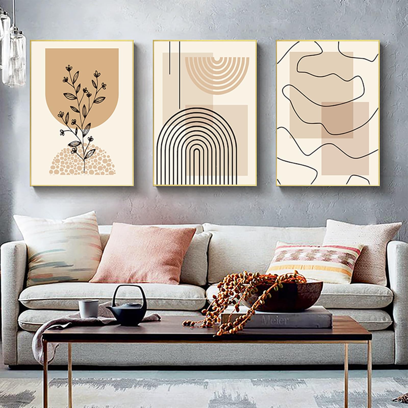 PYNVDD Canvas Poster, Modern Minimalist Abstract Wall Art, Bohemian Poster Set, Geometric Wall Decoration