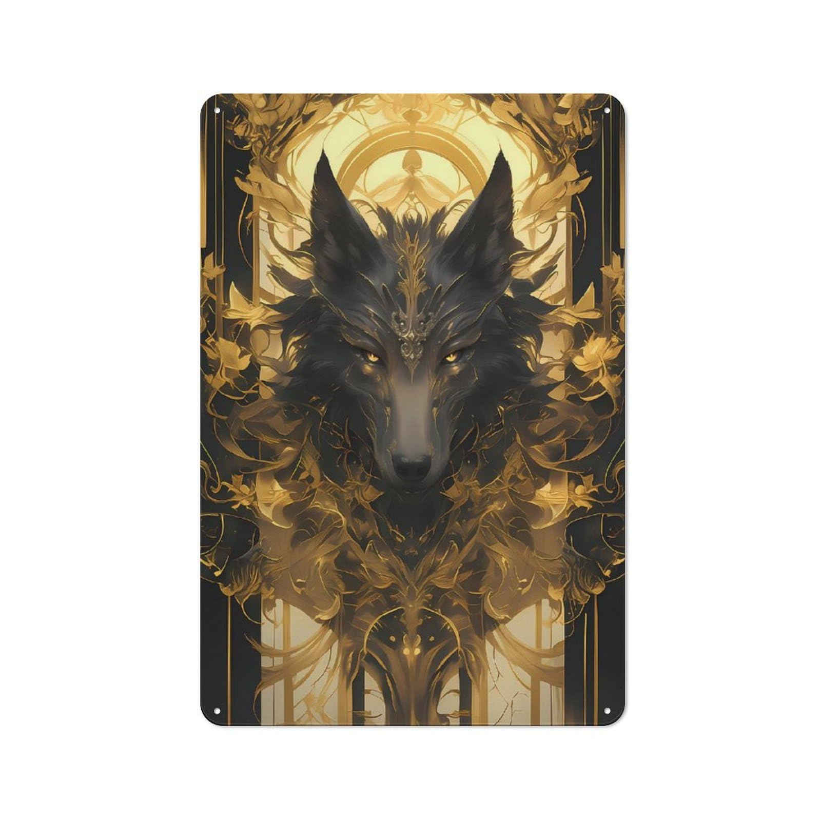 Supreme Black Wolf Understated Metal Wall Decor 30x20cm, Office Metal Sign for Office, Study, Studio Or Hallway