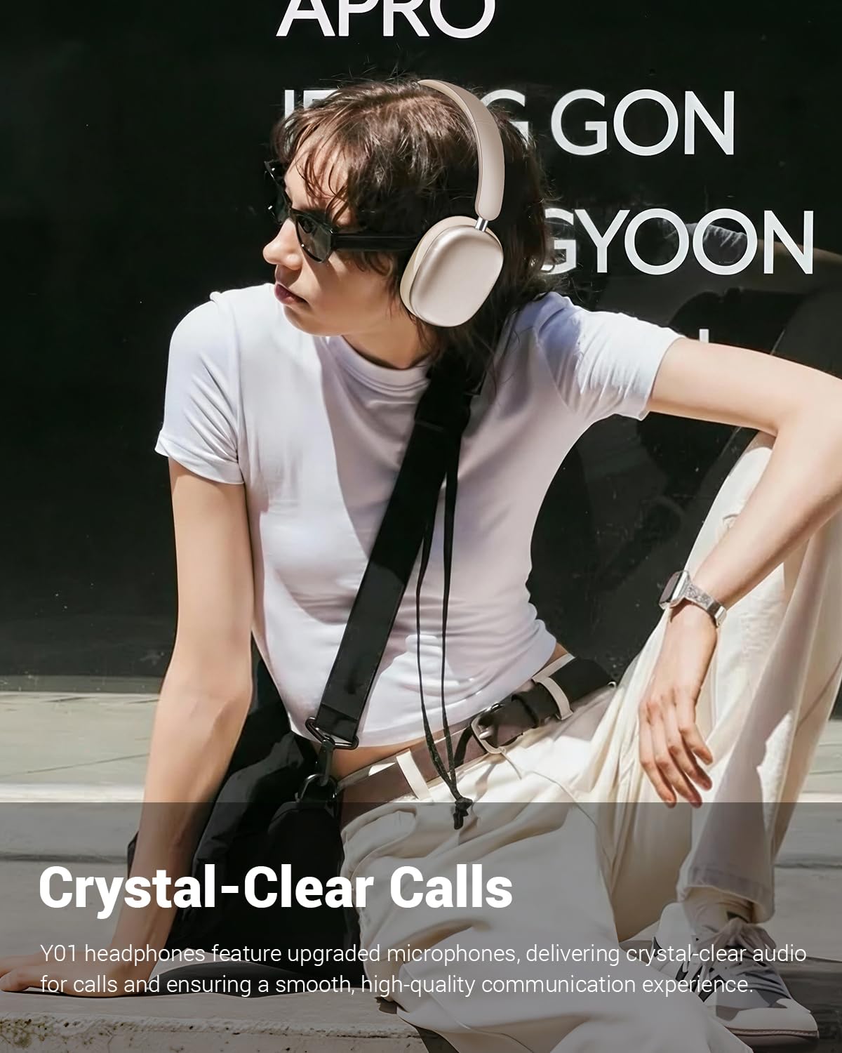 Wentronic Y01 Wireless Over Ear Headphones, Noise Canceling Bluetooth 5.3 Headphones with Microphones,Hi-Res Audio,48H Playtime,Foldable,Breathable Soft Earpads for iOS/Android/Samsung/PC-Starlight