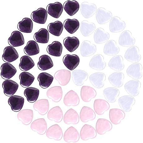 60 Pieces Rose Quartz Heart Crystal Love Stones with Storage Box