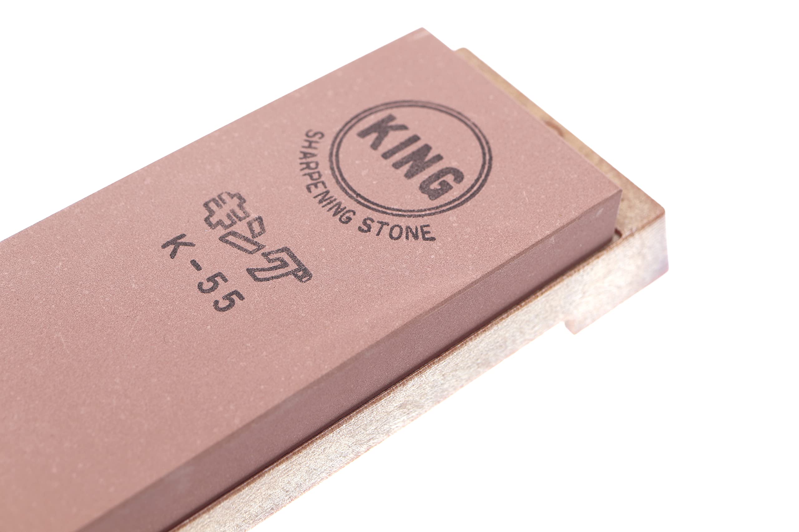 King Pierre à Aiguiser Japonaise Grain #1000 avec Support Socle Antidérapant Whetstone Toishi Pierre à Eau pour Couteaux et Outils Fabriquée au Japon 18.5cm x 6.2cm x 1.5cm