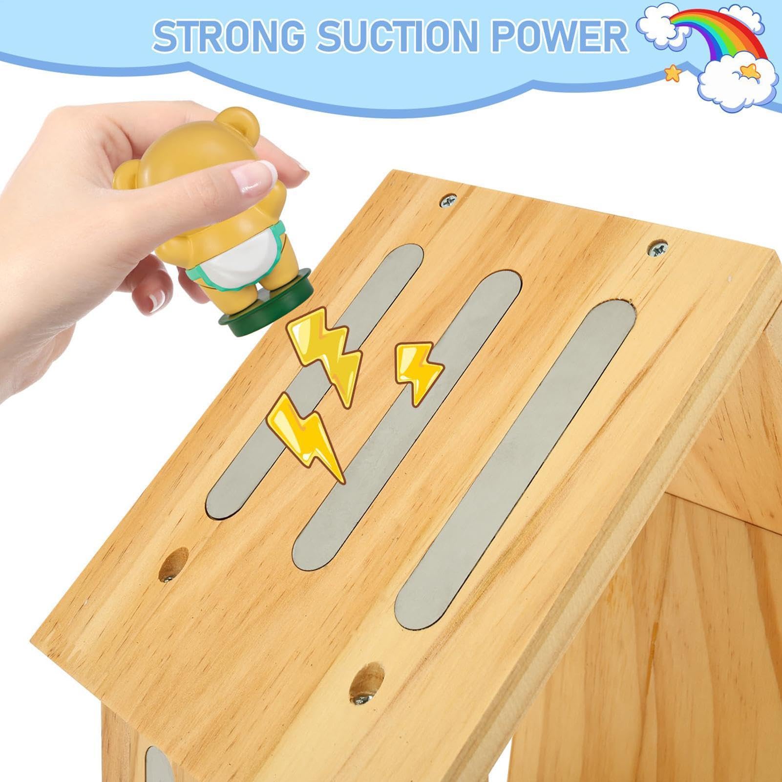 Mensola per Figure Casetta decorativa in legno magnetica da parete | Mensole per Collezionisti per 12-40 Figure Collezionabili, Stanza dei Giochi, Camera dei Bambini, Casa, Camera da