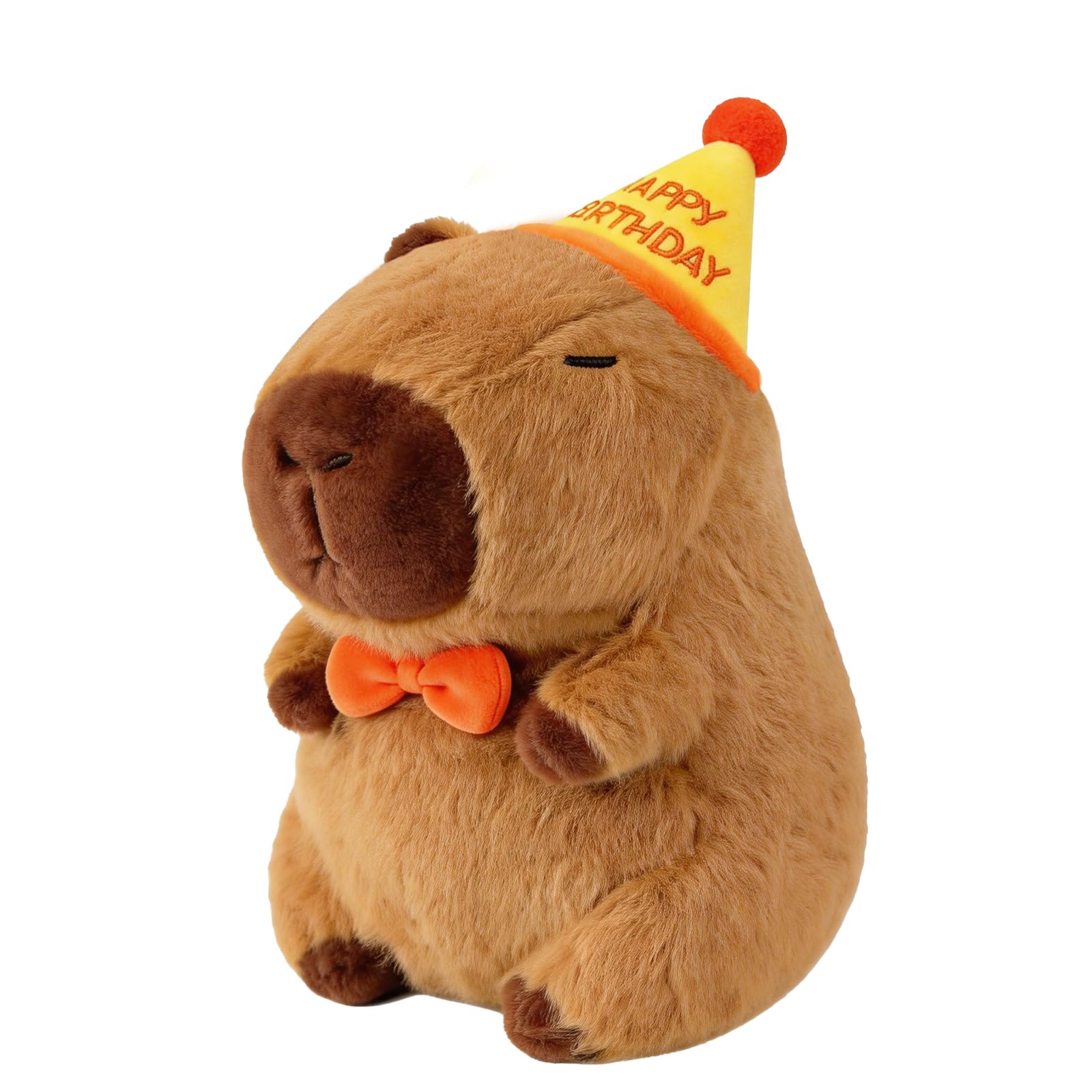 Thhiit Capybara Plush, 25cm Soft Stuffed Capybara Teddy Toy with Birthday Hat, Capybara Gifts for Birthdays