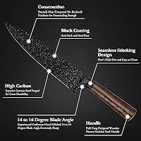 Vista 5 de Vvwgkpk Juego de cuchillos de cocina de 12 piezas con bloque de madera, juegos de cuchillos de chef profesionales con cuchillos de carne, cuchillo