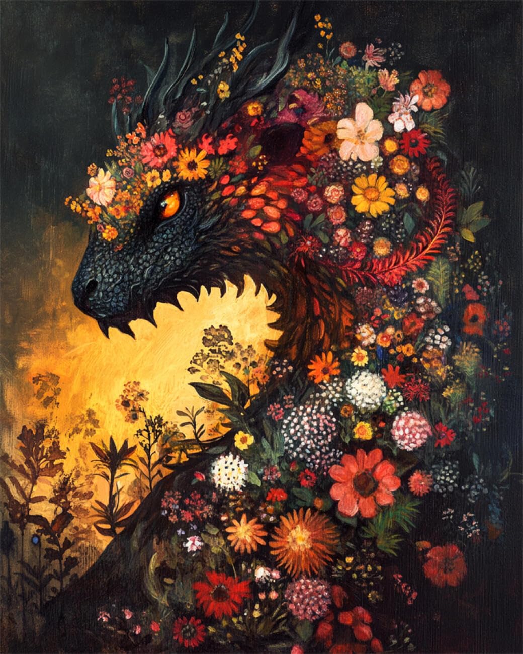 RKFLGEW DIY Bead Embroidery Kits Cartoon Dragon 30x40cm