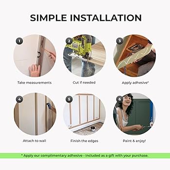 Kit Pannelli Parete MDF/HDF - 5 Pezzi 100cm + 5 Listelli 43cm, Spessore 6/9mm, Stile Shaker, Verniciabile