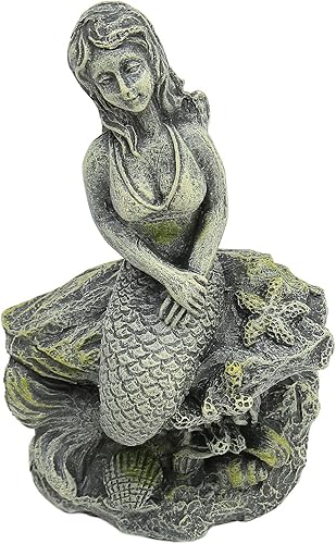 Miniatura 8 de Estatua de sirena de acuario, hermosa decoración de resina segura para pecera, decoración de resina para decoraciones, escultura de sirena de