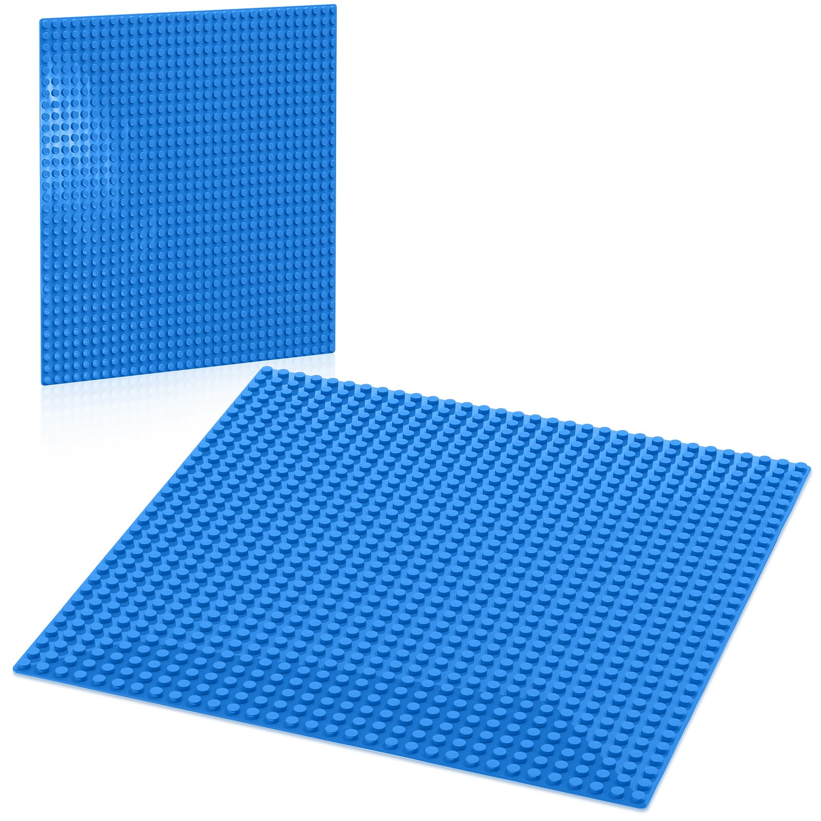 Pokiiulk Classic Blue Baseplates, 32x32 Studs Square Base Plates for Play or Display Bricks Creations, Compatible with Classic Legos, 10" x 10", Pack