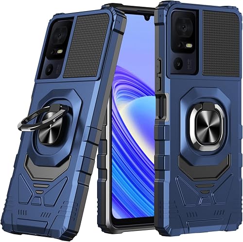 TCL 40 SE compatible con TCL 40 SE, funda de teléfono con protector de pantalla, soporte de anillo para montaje magnético de automóvil, grado