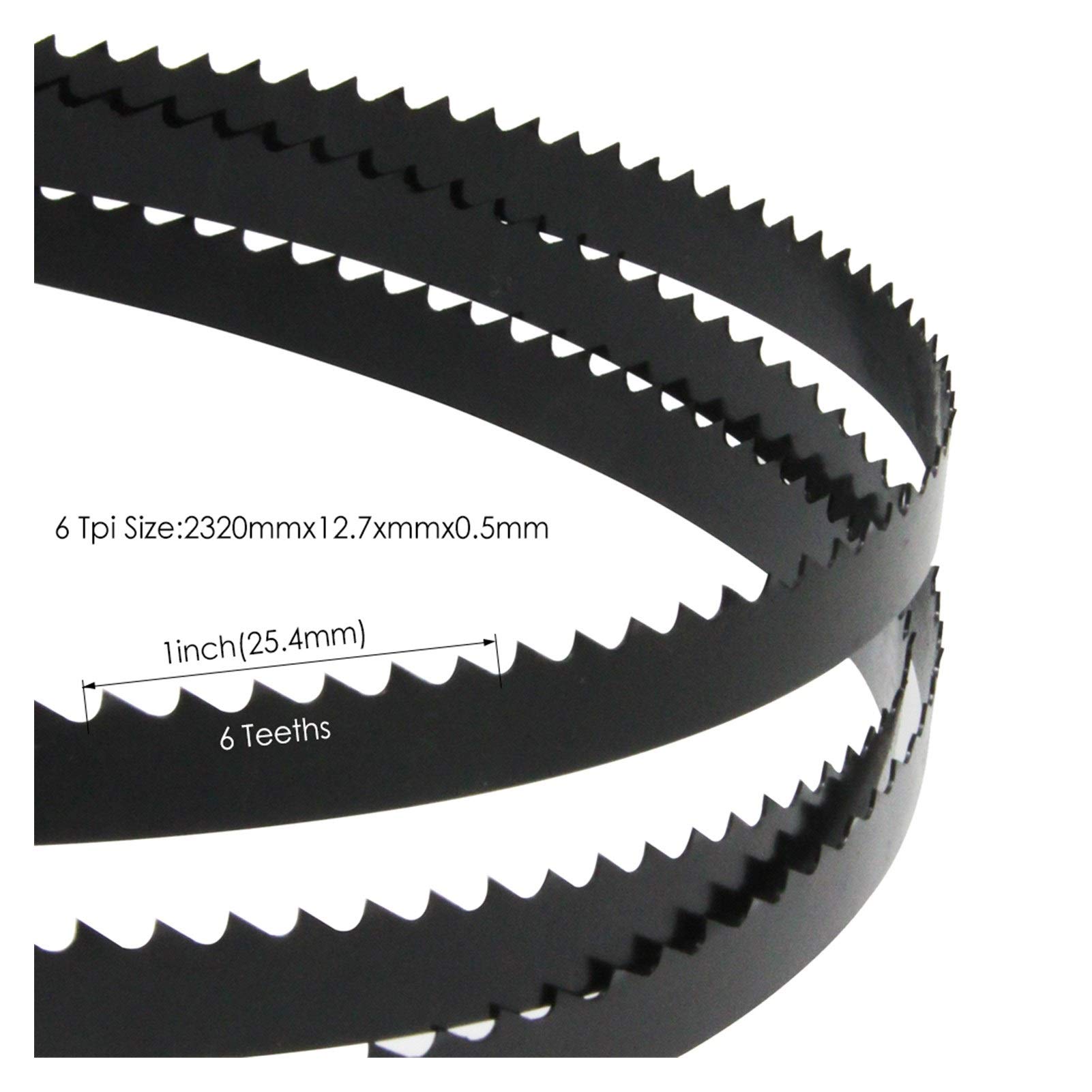 Brzeszczoty taśmowe, 2 szt. 91-1/2” x 1/2” 0,020” Taśmowe brzeszczoty do pił taśmowych cięcia drewna 2320 12,7,5 mm SK5 Stal węglowa sprężynowa TPI 6 Brzeszczot taśmowy