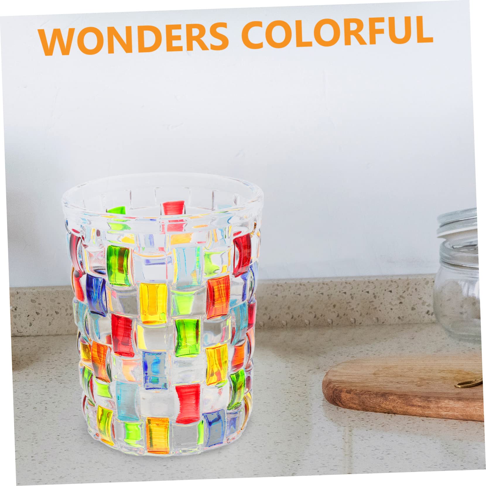 COLLBATH Hand-painted Glass Tumbler for Drinking Coffee Mug Colorful Wine Glass Multi-use Water Cup
