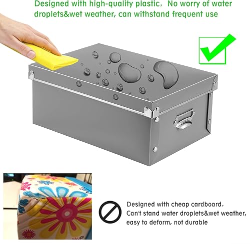 Miniatura 17 de SEEKIND Caja de almacenamiento con tapas y asas decorativas, 3 en 1, a prueba de humedad, plegable para ahorrar espacio, para ropa, cosméticos