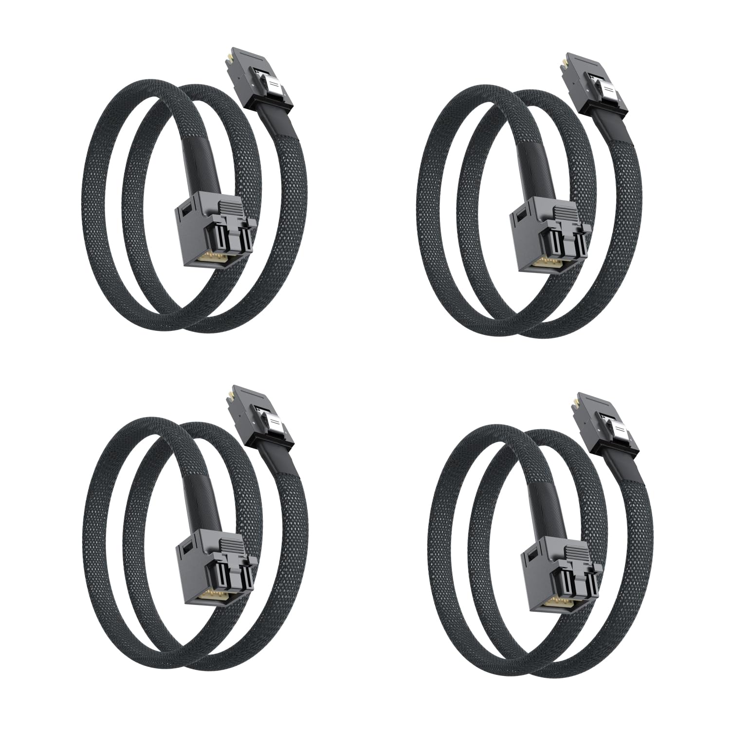 10Gtek SFF-8643 to SFF-8087 Mini SAS HD Cable, SAS 3.0 to 2.0, Compatible with RAID Controllers, Servers, Backplanes and Hosts, 100-Ohm, 1-m(3.3ft), 4 Pack