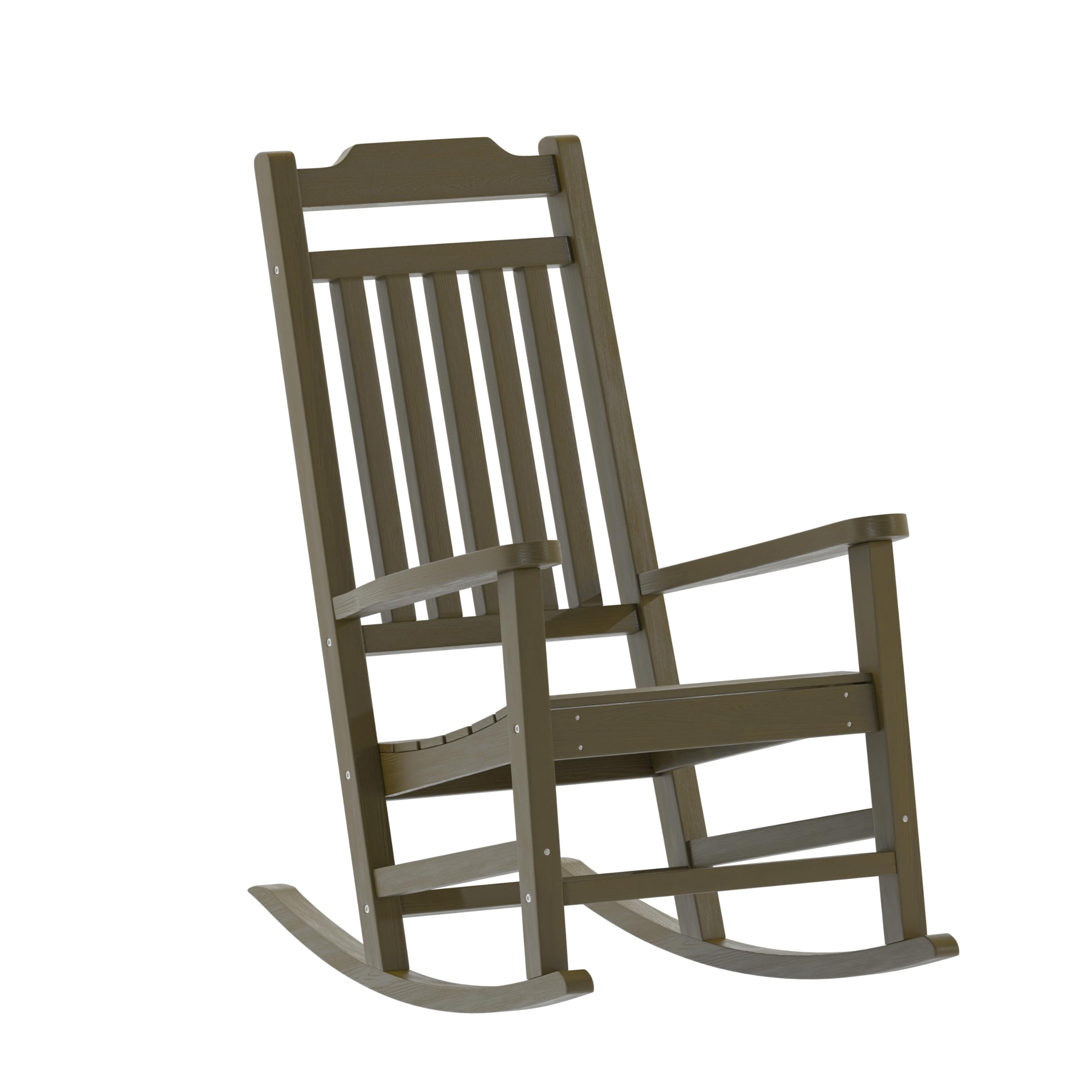 Flash Furniture Winston All-Weather Poly Resin Rocking Chair in Mahogany