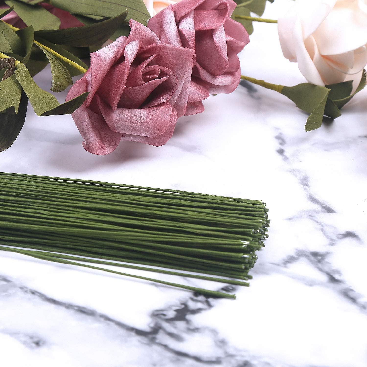 FOIMAS 18 Gague Floral Stem Wire,100pcs Paper Wrapped Florist Wire for Floral Arrangement - Image 5