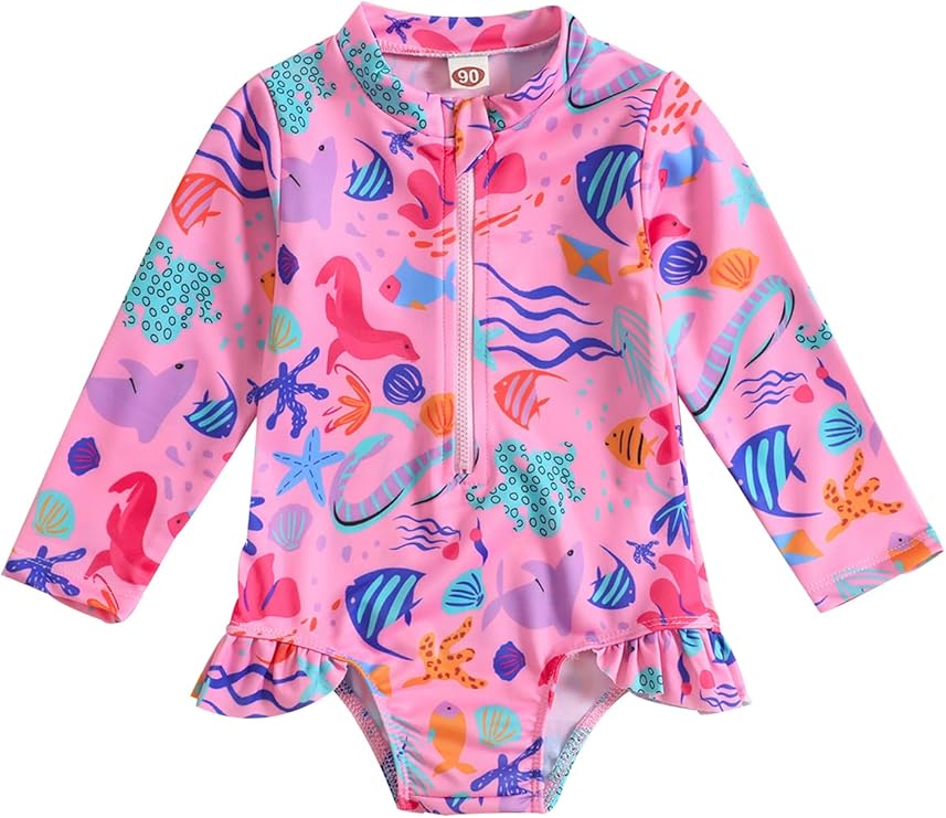 Baby Girl Swimsuit Long Sleeve Baby Girl Rash Guard Swimsuits