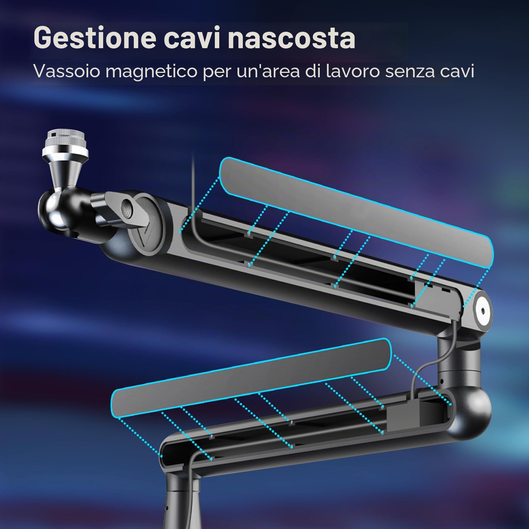 THRONMAX S7 TUNE Braccio per Microfono a Profilo Basso, Supporto per Microfono a Rotazione 360° per Streaming, Podcast e Giochi, Compatibile con Blue Yeti, HyperX