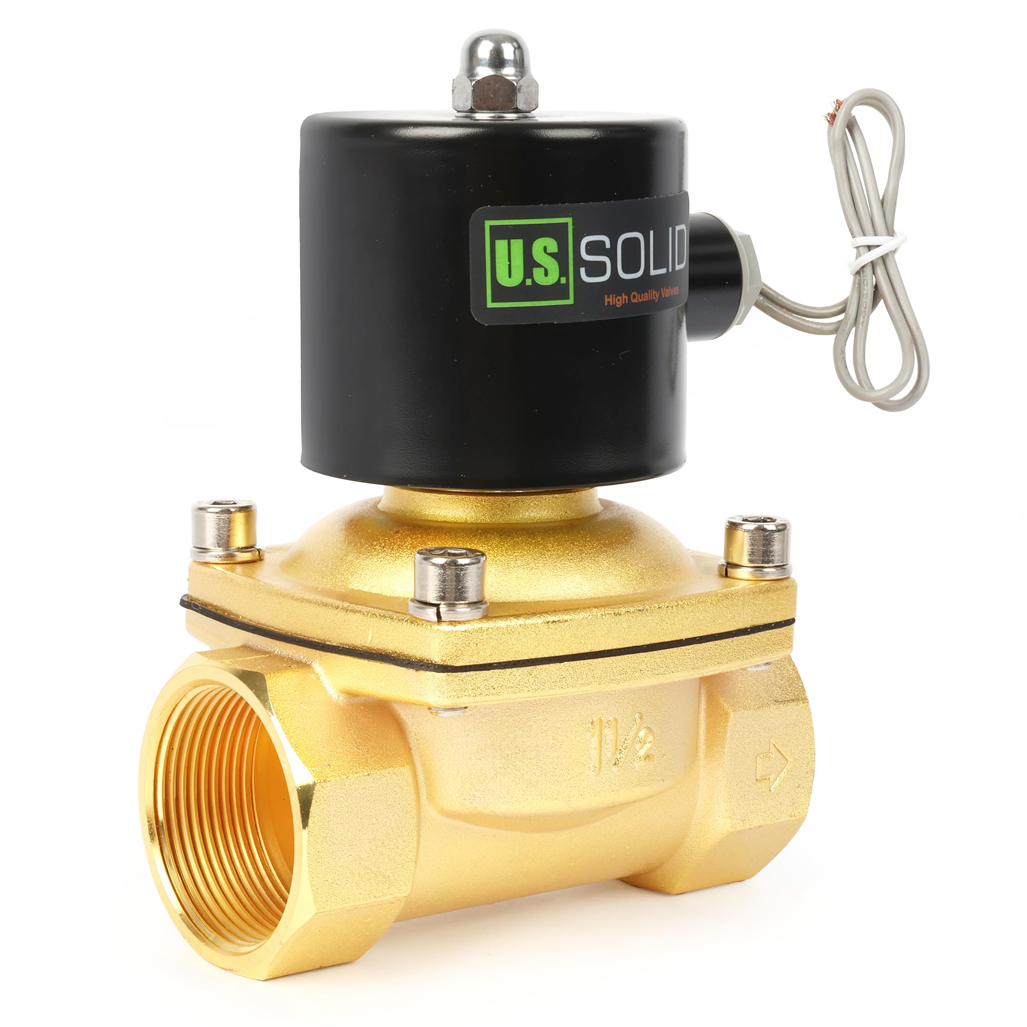 U.S. Solid Válvula solenoide – Válvula de agua eléctrica de aleación de zinc de 1 1/2 pulgadas, 24 V CA, sello NBR