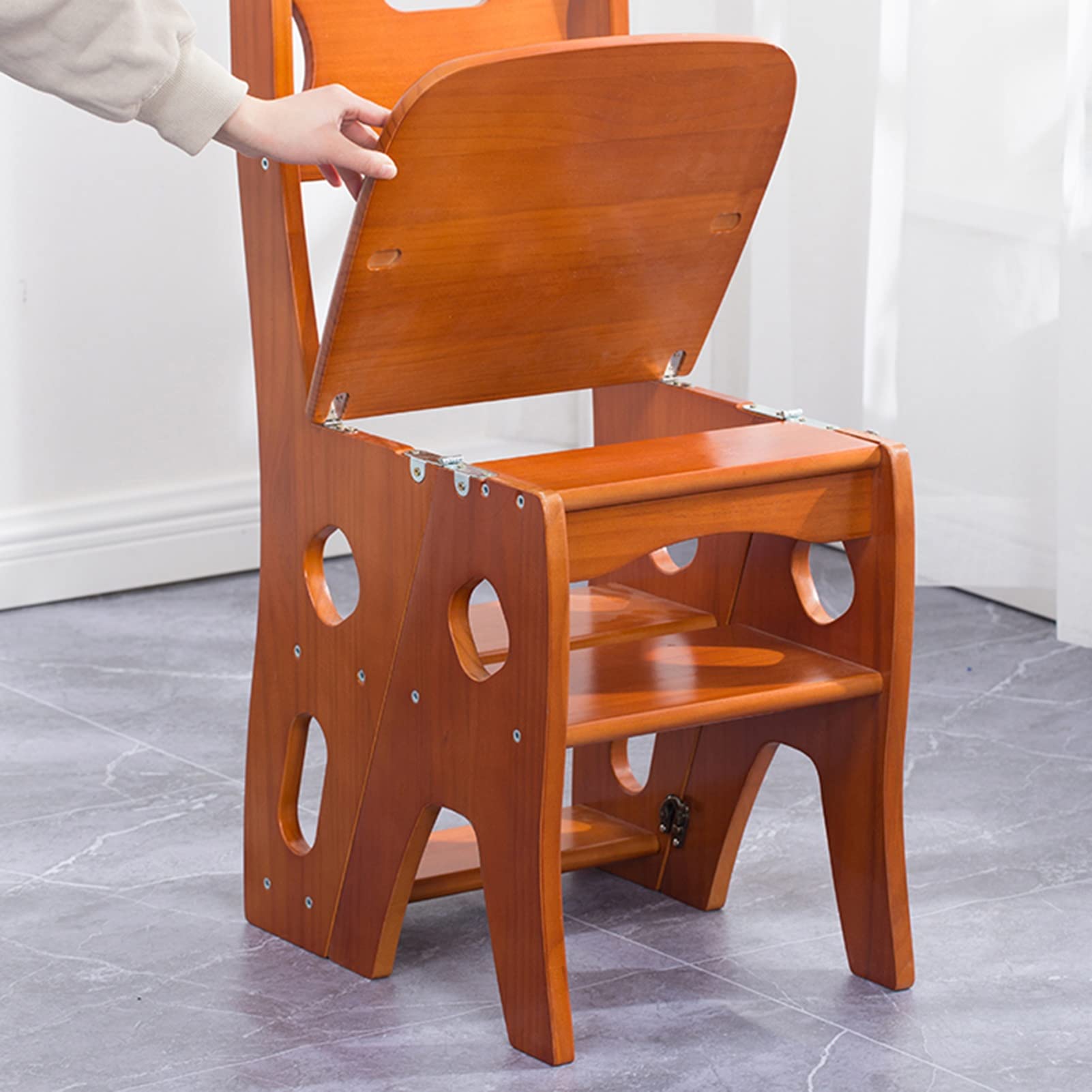 Amazon.co.jp: 無垢材折りたたみ式図書館用はしご椅子、踏み台