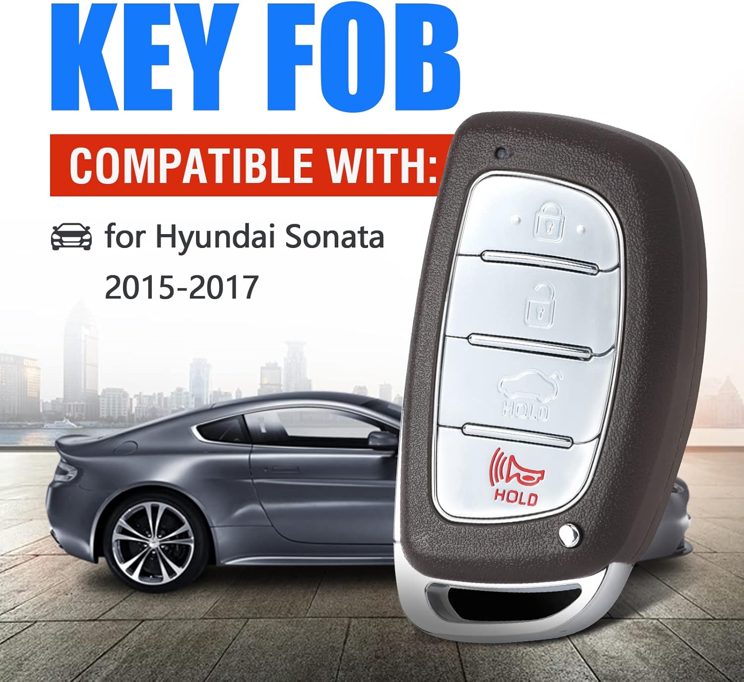 Keyless Entry Remote Key Fob Replacement for Hyundai Sonata 2015 2016 2017 4 Buttons 433MHz 8A Chip (FCC:CQOFD00120 P/N:95440-C1001 95440-C1000N,95440-C1000)