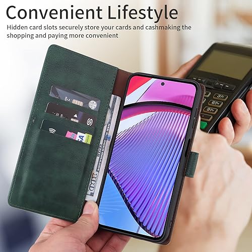 Miniatura 2 de LBYZCASE Funda tipo cartera para Moto G Power 2023 5G tarjetero con bloqueo RFID, cuero con tapa (función atril), magnética, a prueba de golpes,