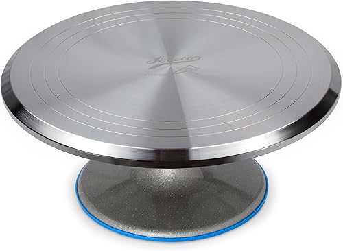 Ateco Soporte giratorio para decoración de tartas, 615 12" redondo, base de aluminio, blanco