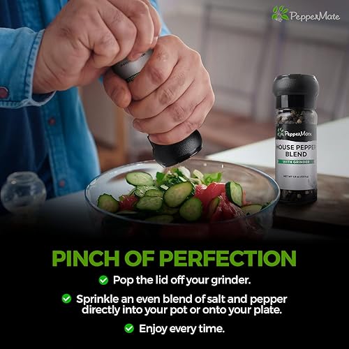 Vista 11 de PepperMate Condimento de sal marina con molinillo - Mezcla en recipiente de vidrio para frescura, especias gourmet de sal marina para barbacoa