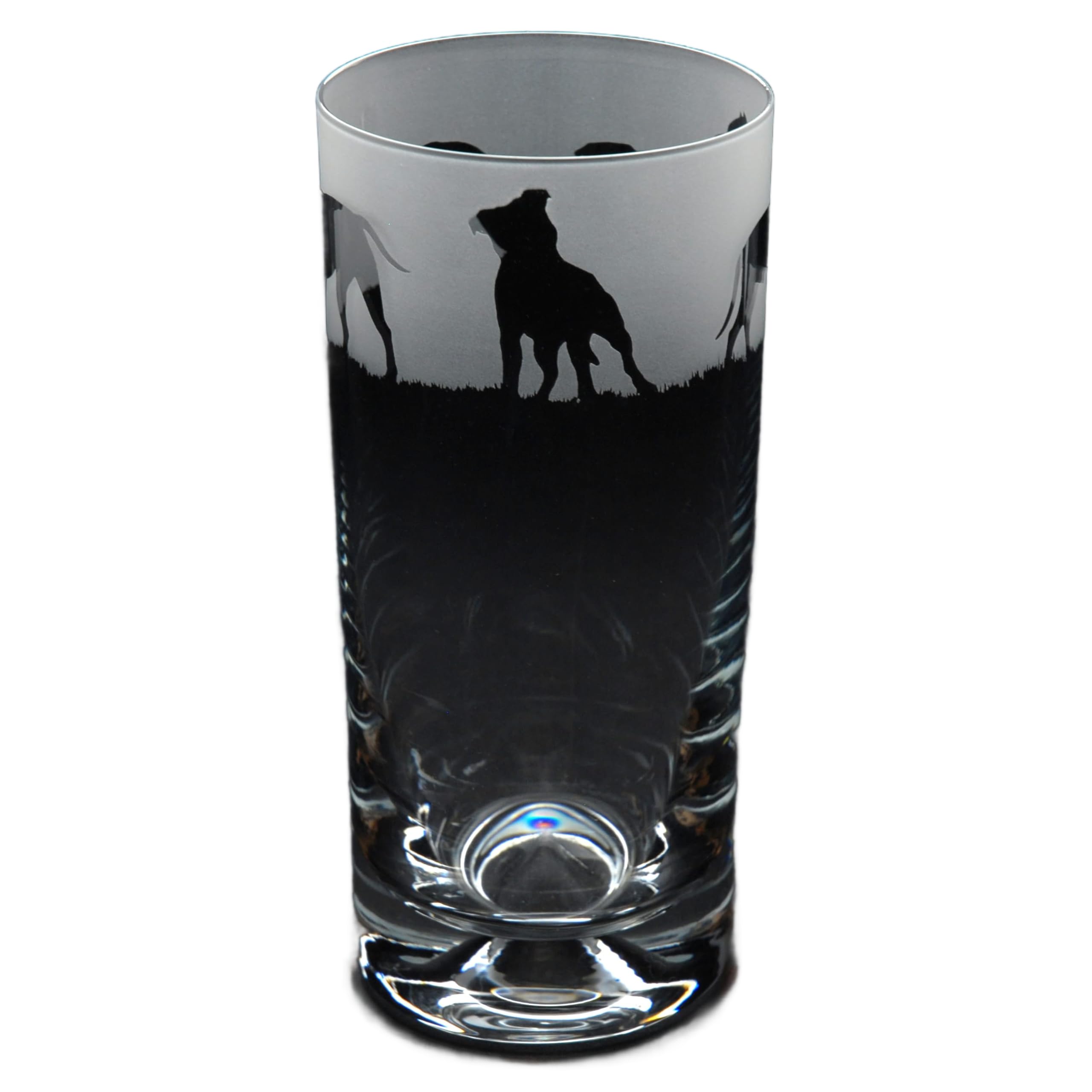 GLYPTIC Glass Art Pitbull Dog Frieze Hand Etched/Engraved Highball Glass — image 1