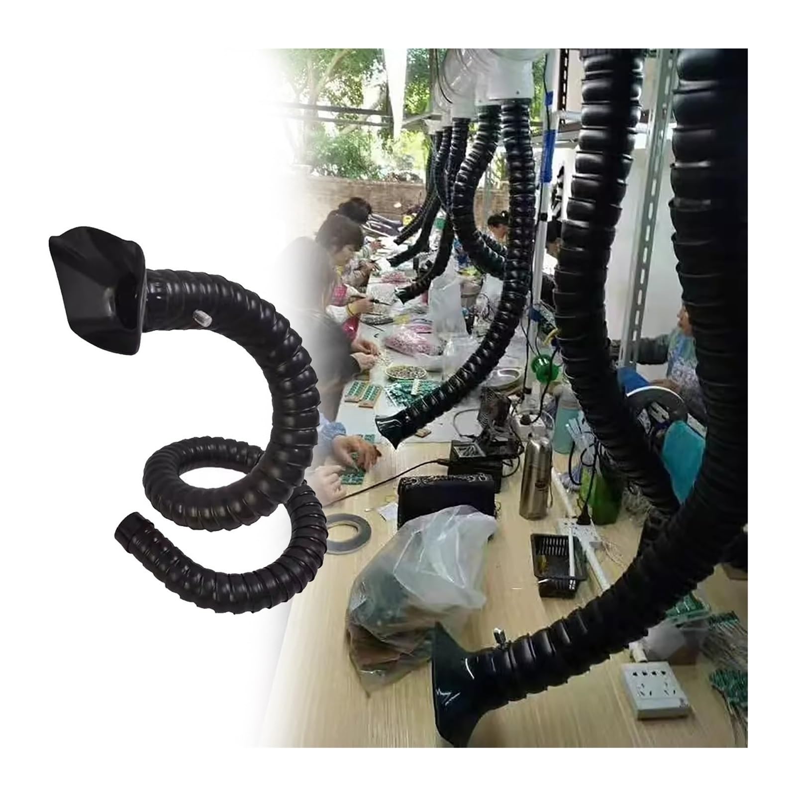 Manguera de extracción de humos de soldadura, Conducto extractor de aire, flexible 360, resistente, válvula 3 vías, capó, varios tamaños(L 2m/6.5 Ft,Id 68MM/2 2/3 in)