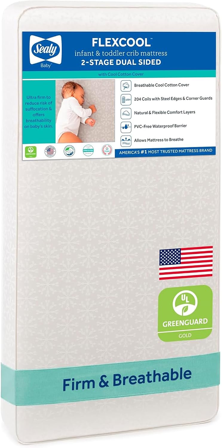 Sealy Baby Flex Cool 2 Stage Crib Mattress and Toddler Bed Mattress