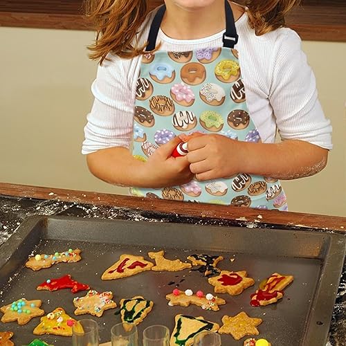Miniatura 3 de Cozeyat Delantales de cocina para niños y niñas, delantales de pintura con bolsillos, delantales ligeros con correa ajustable