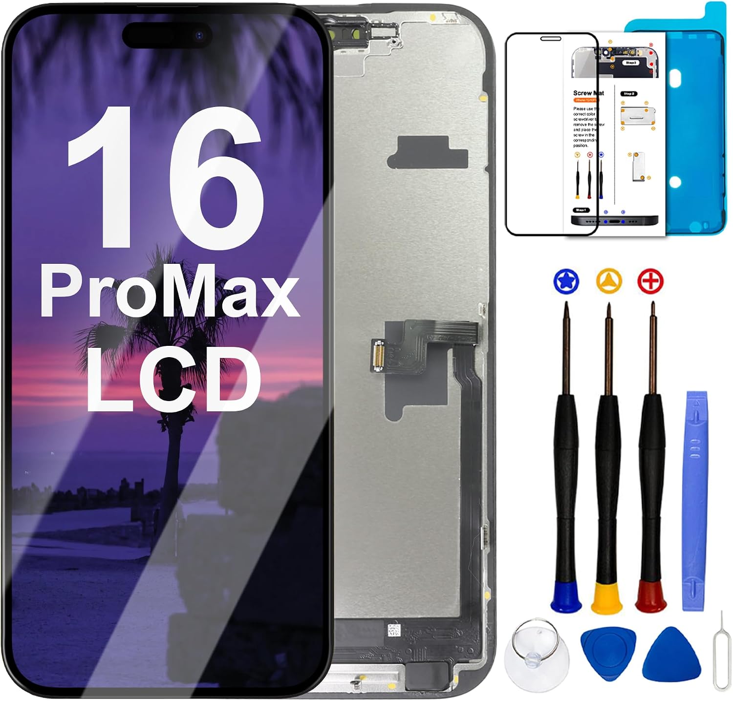 for iPhone 16 Pro Max Screen Replacement Kit, with Repair Kits
