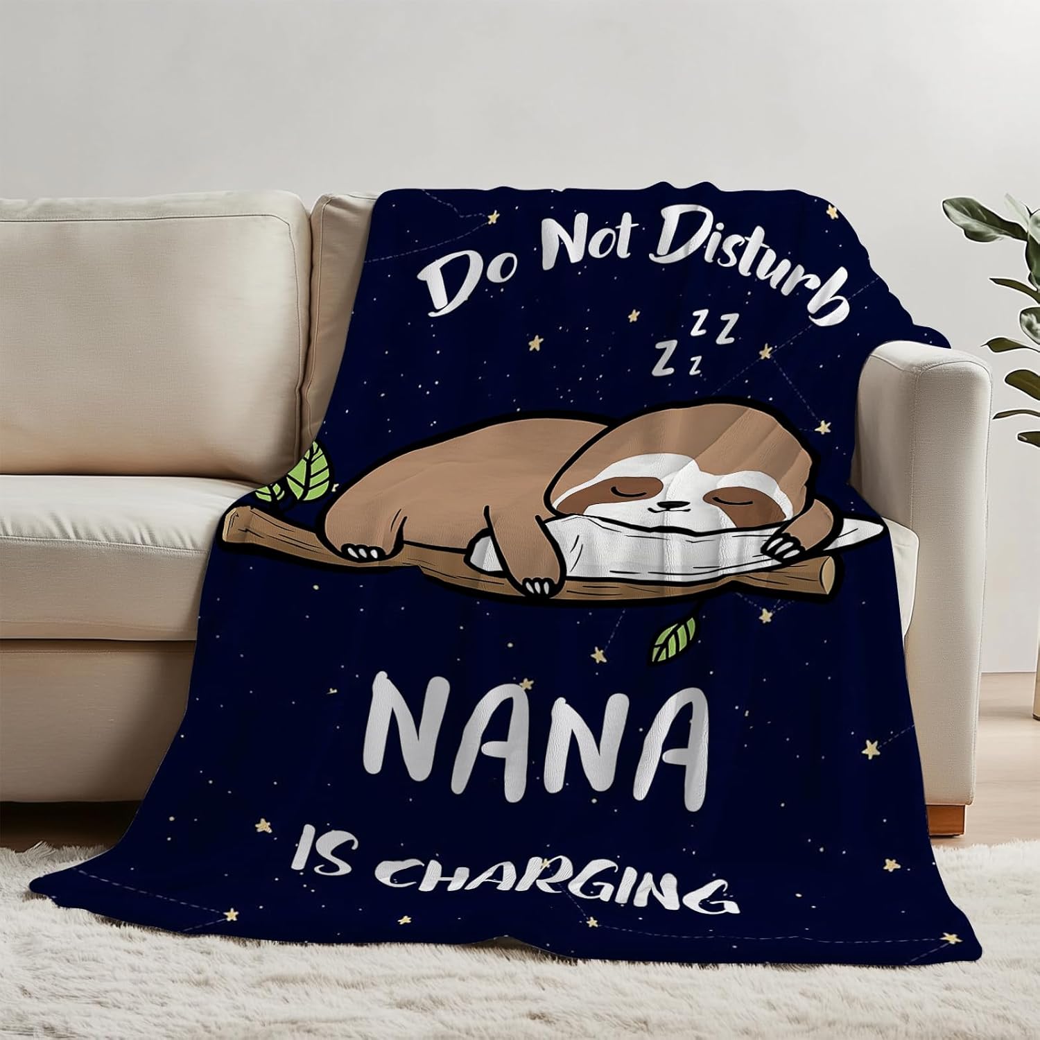 Nana Birthday Gifts, Grandma Gifts for Mothers Day Christmas from Grandkids, Nana is Charging Sloth Blanket 50"X60" - Image 4