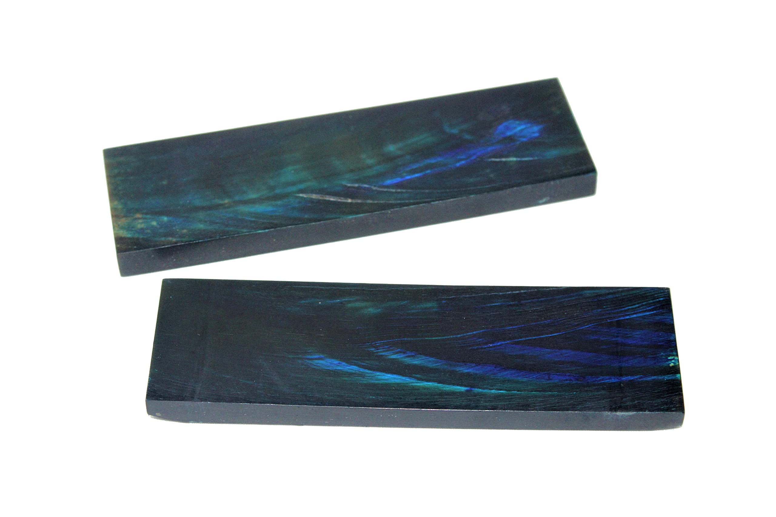 Buddha4all Honey Water Buffalo Horn Scales Streaked Buffalo Horn Scales Fixed Blade Hunting Knife Pair Handles Material for Knifes (BLUE)