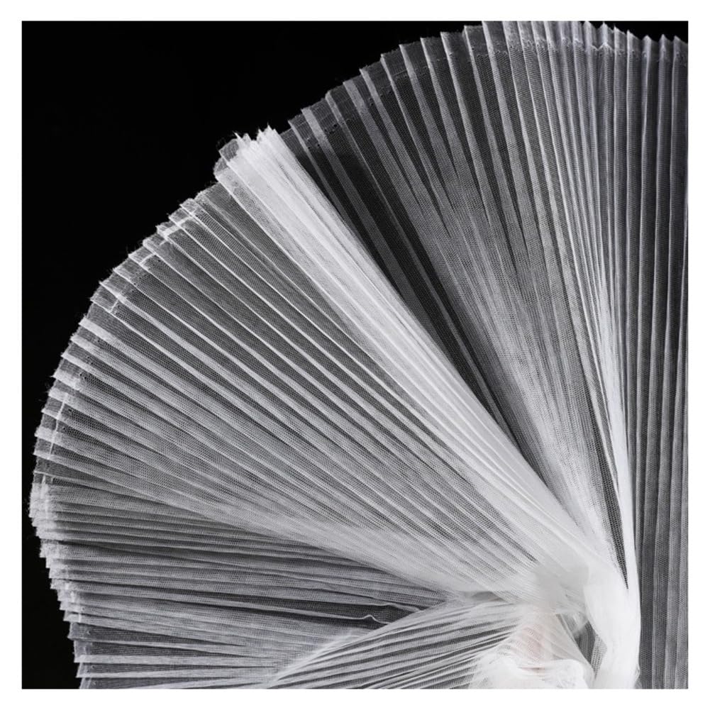 Plissee Organza Stoff 1.5 * 10m Tüllstoff rüschen Stoff Falten Chiffon Harter tüll Kleiderstoff Modestoff Dekostoff für Tischdekoration Party Abschlussfeier Geburtstag Valentinstag Hochzeit