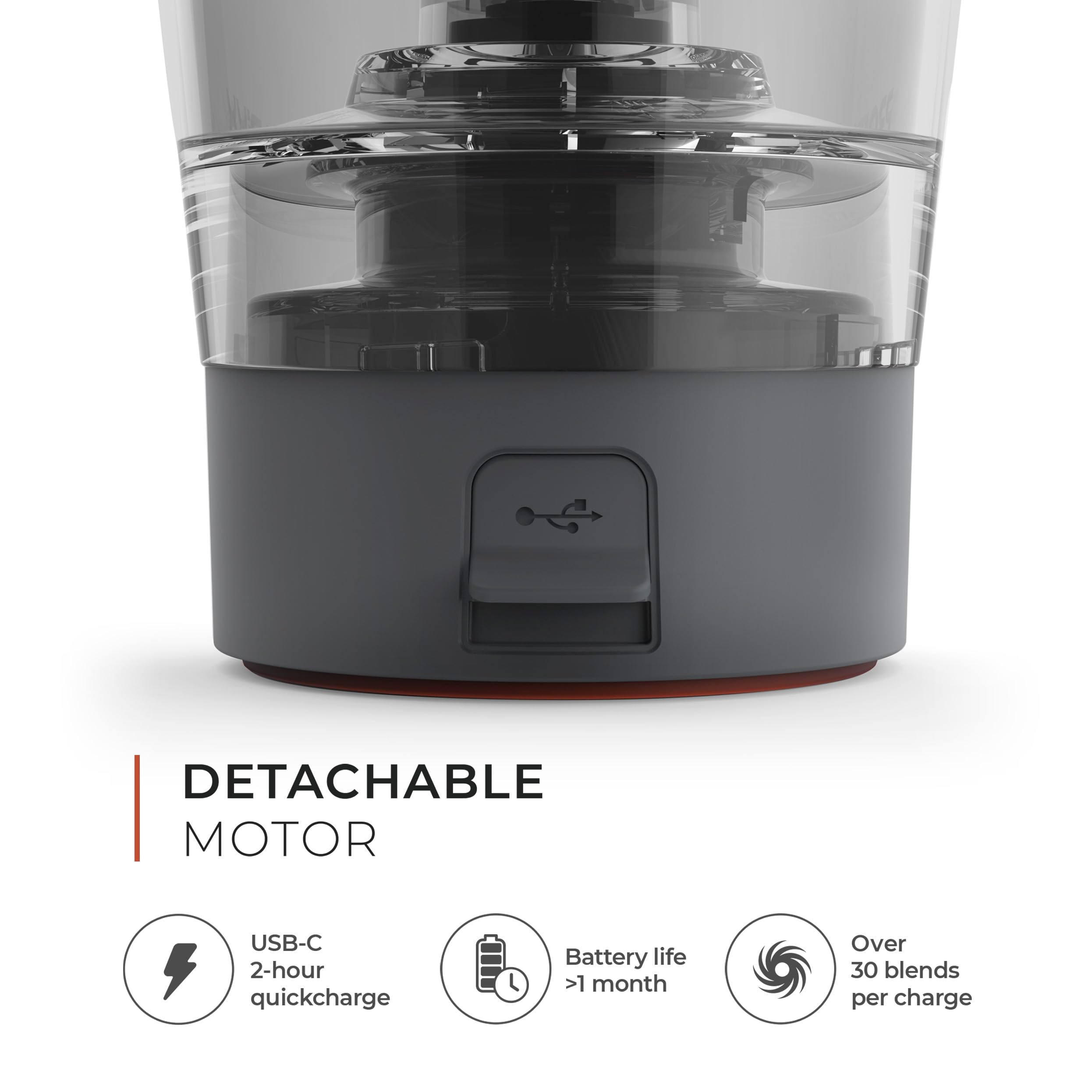 Promixx Pro Shaker Électrique – 600ml – Mélangeur Vortex Protéiné Rechargeable USB-C avec Technologie X-Blade & Stockage Suppléments – Shaker Sans BPA Facile à Laver Fitness & Voyage – Gris Graphite