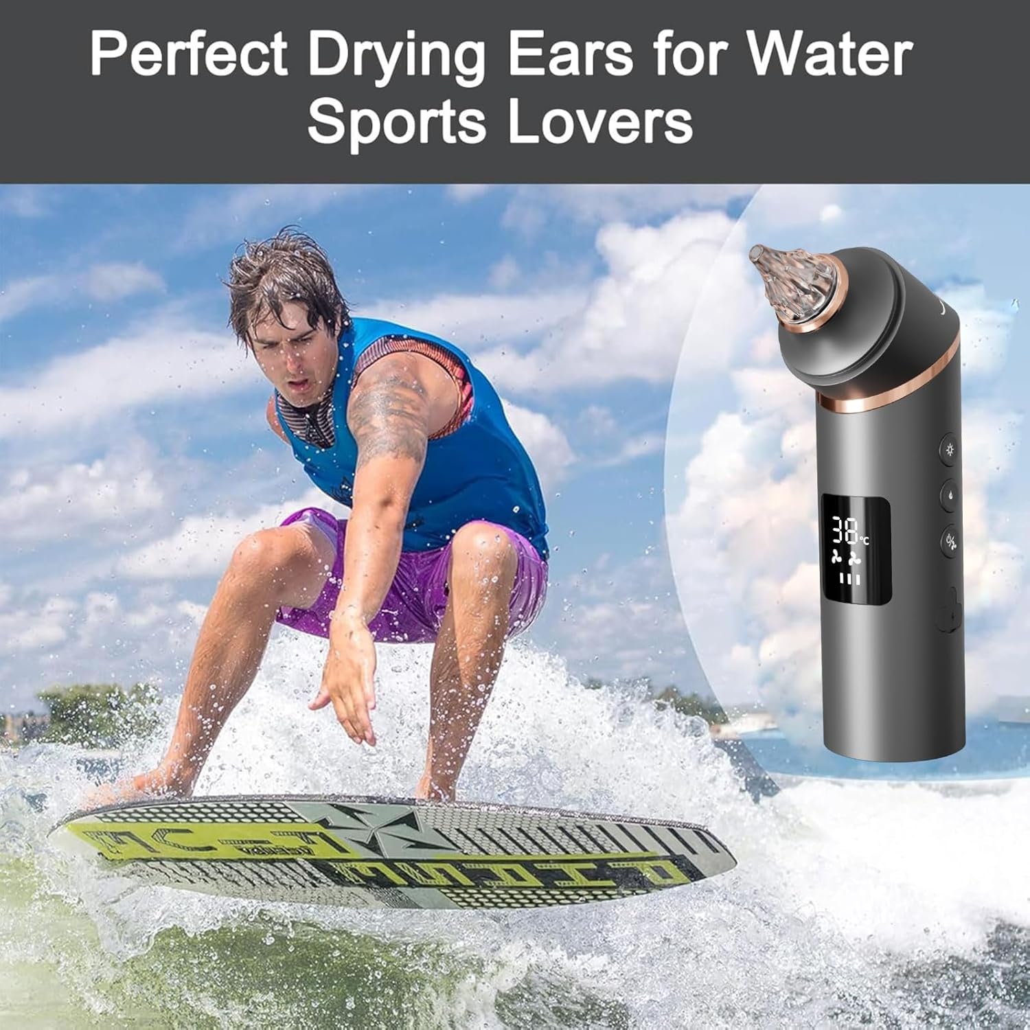 Ear Dryer Ear Blow Dryer Swimming Ear Moisture Swimmers Ear Drier Swim Ear Blower Electronic Ear Water Remover Rechargeable Battery Operated Ear Fluid Remover Ear Dryer for Swimmers Dry Ears，