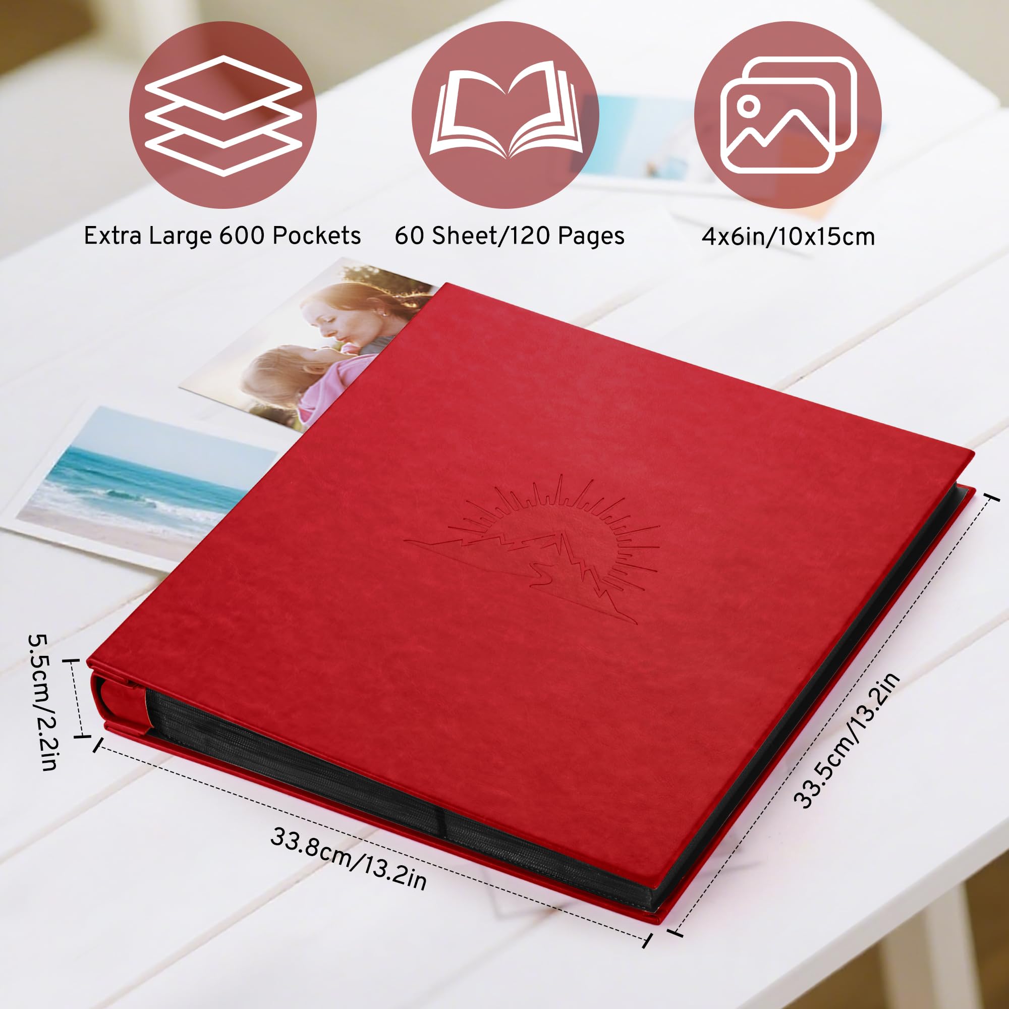 DazSpirit Photo Album 6x4 600 Pockets, Leather Cover with Elegant Embossed Pattern - Image 3