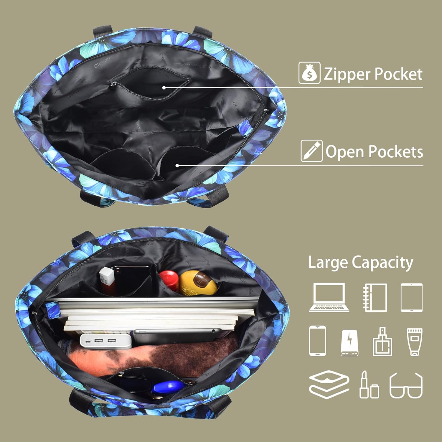 CLOUDMUSIC Shoulder Tote Bag For Nurses Teachers Work Gym Travel Beach Women With Large Capacity Waterproof - Image 5