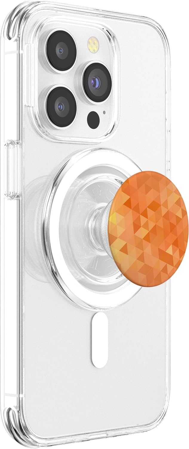 Orange Rhombus Square Pattern Pop Socket Men Women Girls boy PopSockets PopGrip for MagSafe
